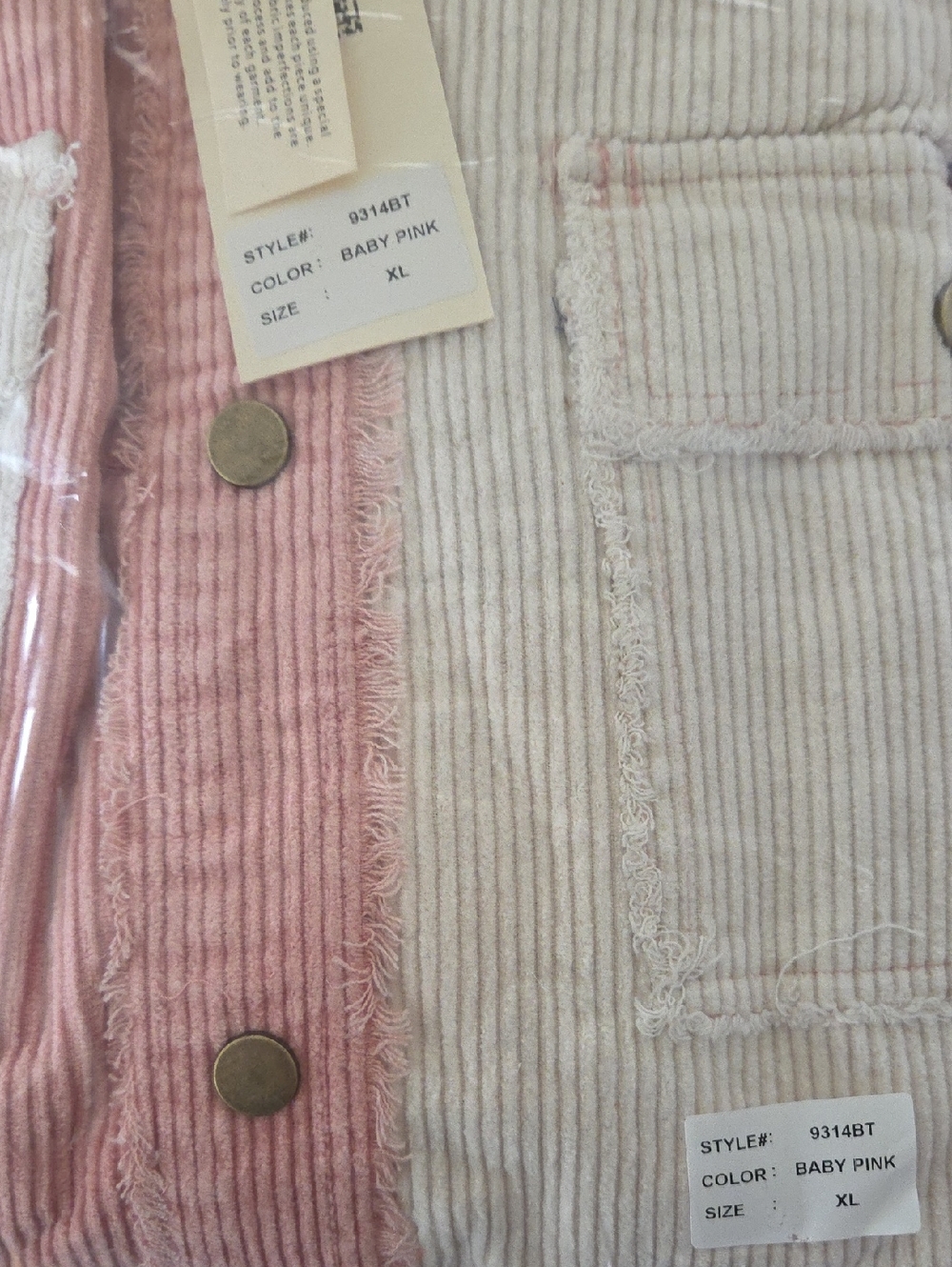 Patchwork Button Down Shirt - Pink and Cream - Picture 2 of 3